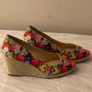 Anne Marie wedge floral shoes. Hardly worn. 7.5